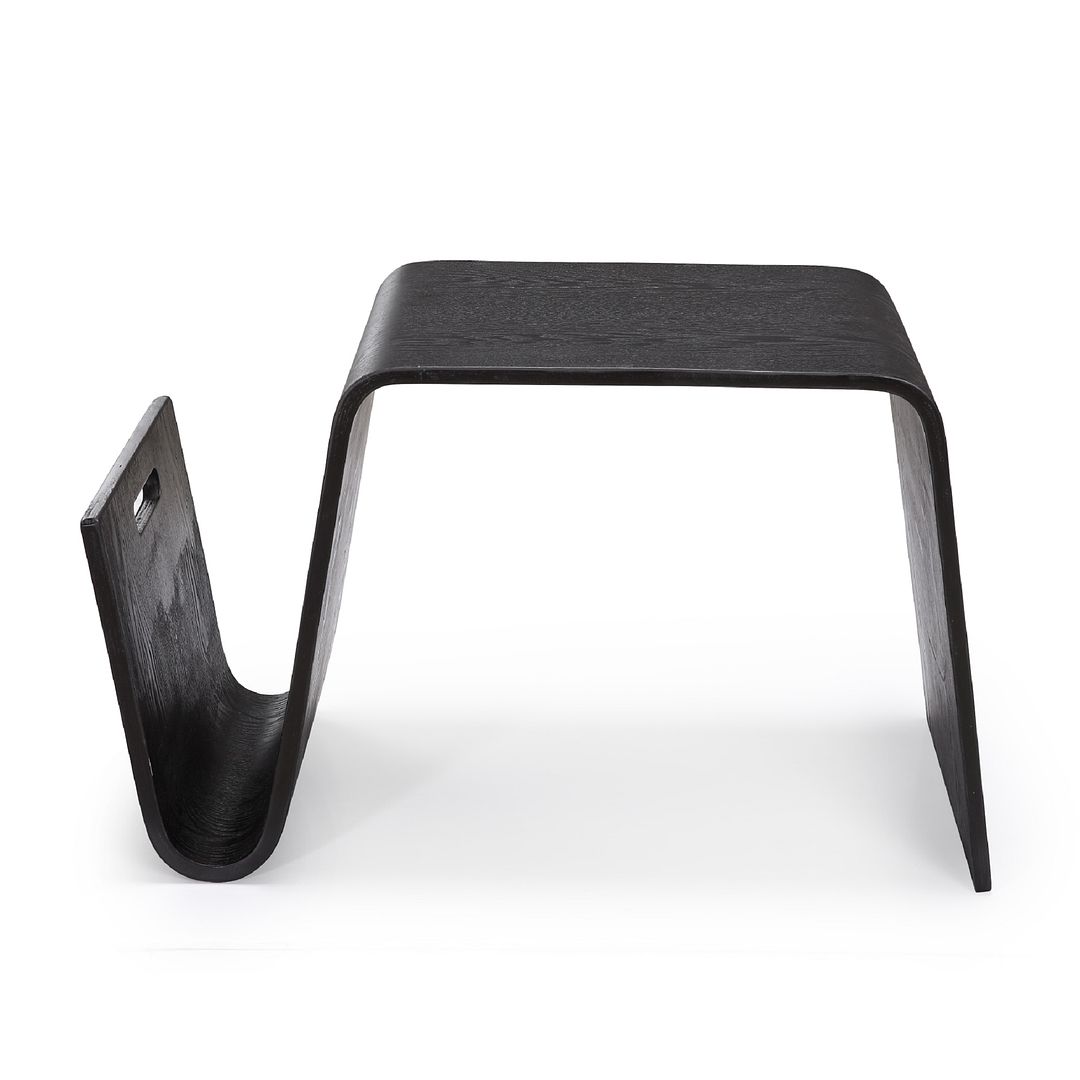 Manhattan Comfort Brookside 26" Black Rectangle Plywood & Ash Veneer End Table