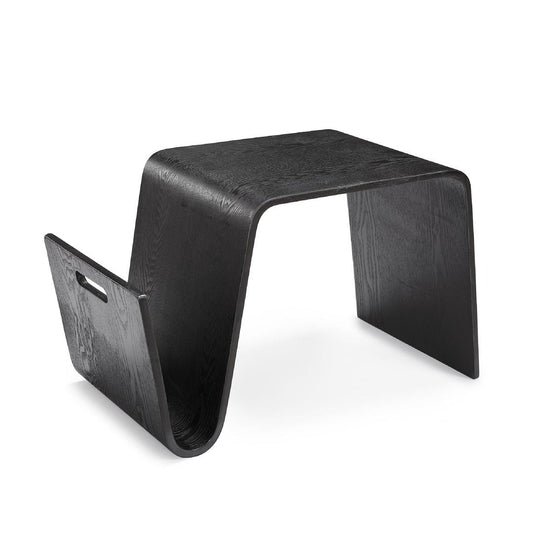 Manhattan Comfort Brookside 26" Black Rectangle Plywood & Ash Veneer End Table
