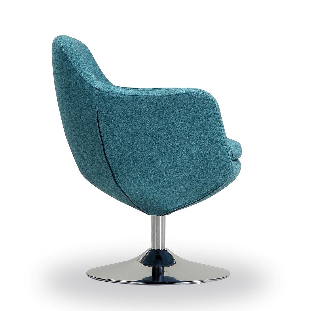 Manhattan Comfort Caisson Blue & Polished Chrome Twill Swivel Accent Chair