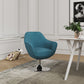 Manhattan Comfort Caisson Blue & Polished Chrome Twill Swivel Accent Chairs In A Set Of 2