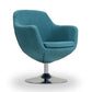 Manhattan Comfort Caisson Blue & Polished Chrome Twill Swivel Accent Chairs In A Set Of 2