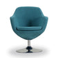 Manhattan Comfort Caisson Blue & Polished Chrome Twill Swivel Accent Chairs In A Set Of 2
