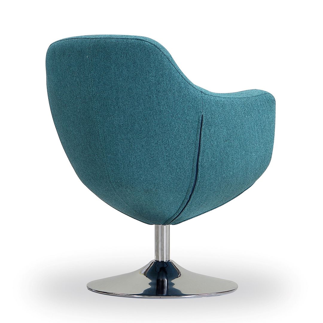 Manhattan Comfort Caisson Blue & Polished Chrome Twill Swivel Accent Chairs In A Set Of 2
