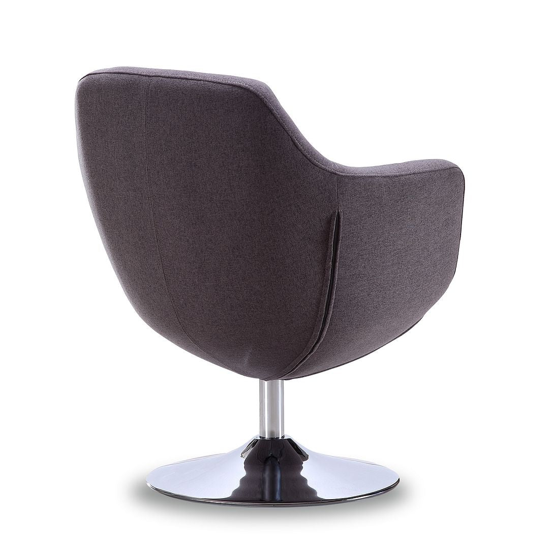 Manhattan Comfort Caisson Gray & Polished Chrome Twill Swivel Accent Chair