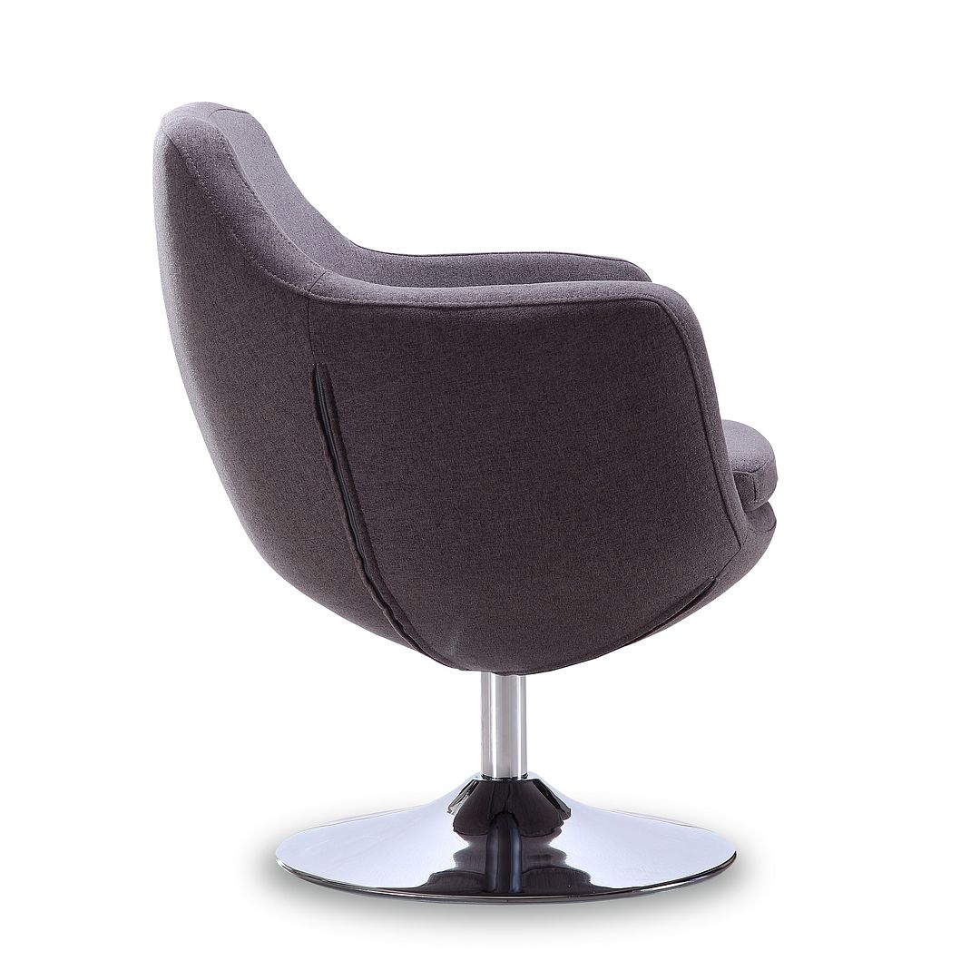 Manhattan Comfort Caisson Gray & Polished Chrome Twill Swivel Accent Chair