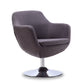 Manhattan Comfort Caisson Gray & Polished Chrome Twill Swivel Accent Chair