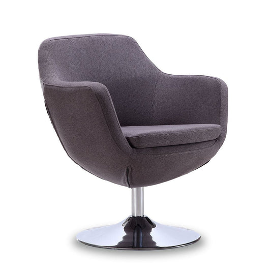 Manhattan Comfort Caisson Gray & Polished Chrome Twill Swivel Accent Chair