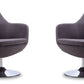 Manhattan Comfort Caisson Gray & Polished Chrome Twill Swivel Accent Chairs In A Set Of 2