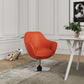 Manhattan Comfort Caisson Orange & Polished Chrome Faux Leather Swivel Accent Chair