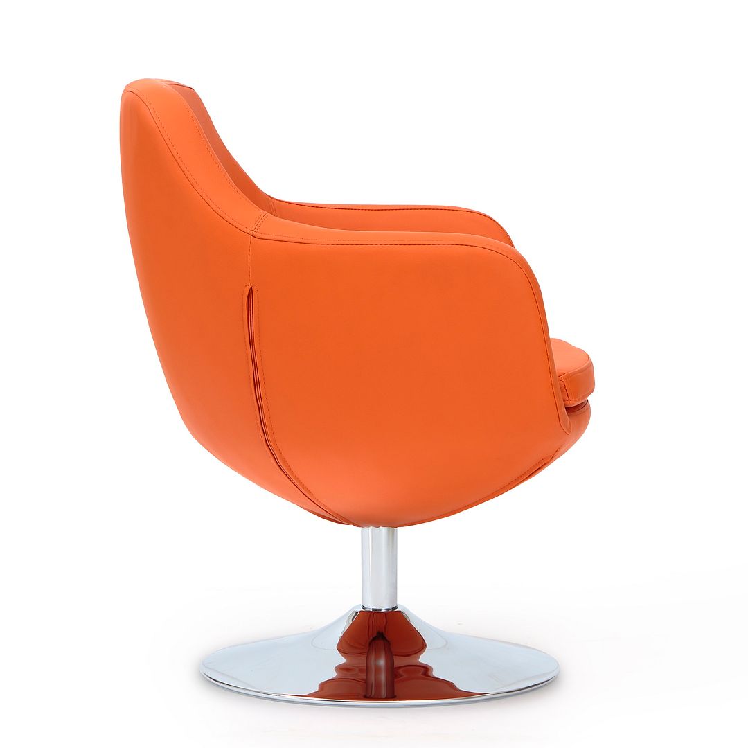 Manhattan Comfort Caisson Orange & Polished Chrome Faux Leather Swivel Accent Chairs In A Set Of 2