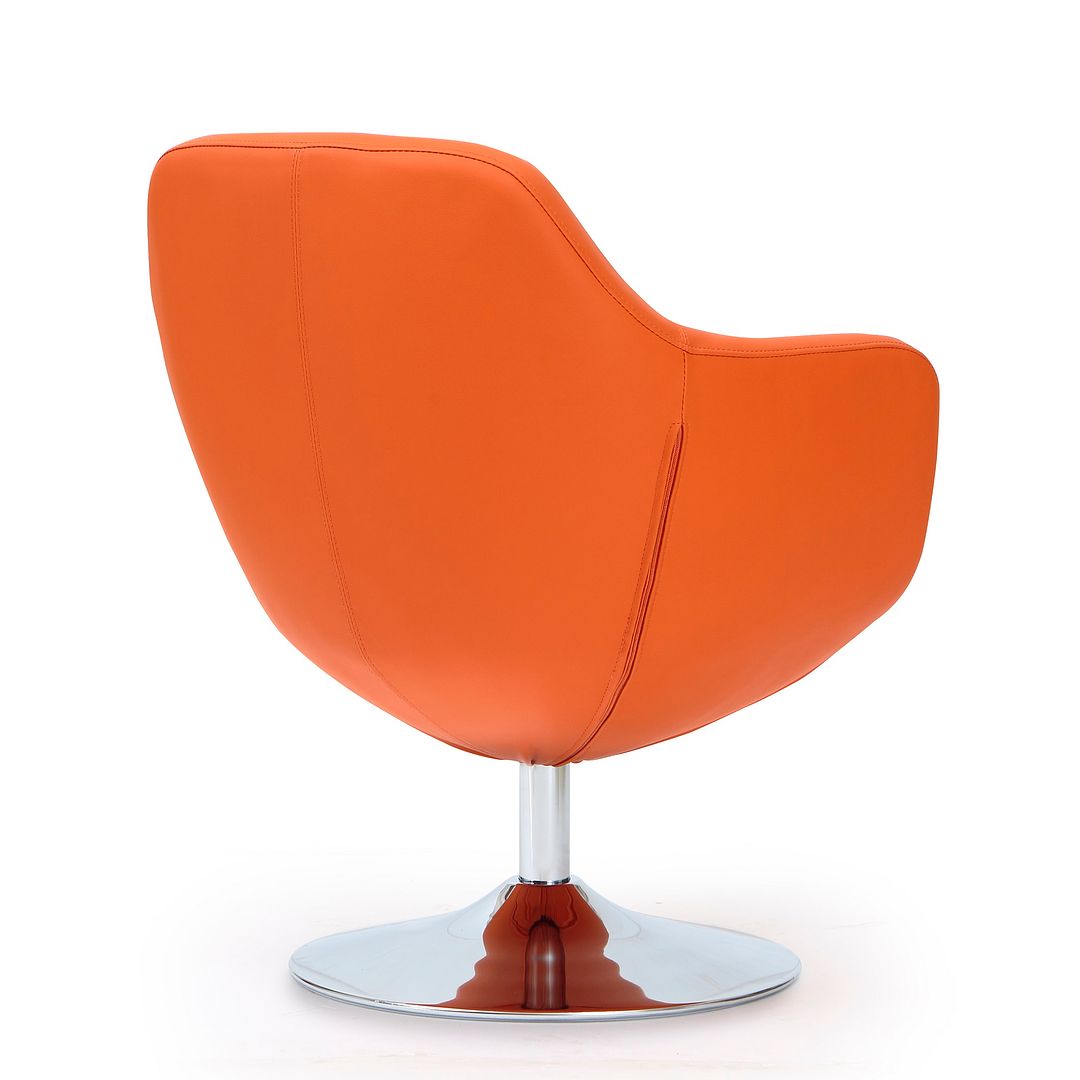 Manhattan Comfort Caisson Orange & Polished Chrome Faux Leather Swivel Accent Chairs In A Set Of 2