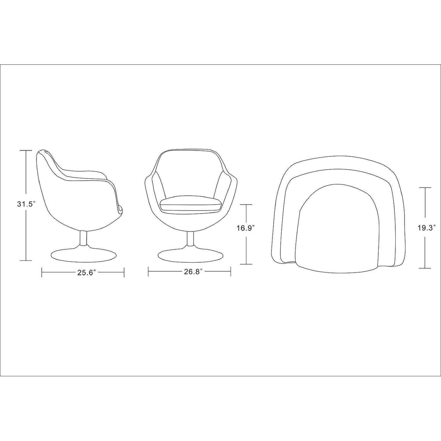 Manhattan Comfort Caisson Orange & Polished Chrome Faux Leather Swivel Accent Chairs In A Set Of 2