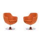 Manhattan Comfort Caisson Orange & Polished Chrome Faux Leather Swivel Accent Chairs In A Set Of 2