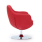 Manhattan Comfort Caisson Red & Polished Chrome Faux Leather Swivel Accent Chairs In A Set Of 2