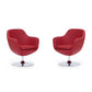 Manhattan Comfort Caisson Red & Polished Chrome Faux Leather Swivel Accent Chairs In A Set Of 2