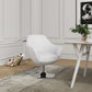 Manhattan Comfort Caisson White & Polished Chrome Faux Leather Swivel Accent Chairs In A Set Of 2