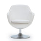 Manhattan Comfort Caisson White & Polished Chrome Faux Leather Swivel Accent Chairs In A Set Of 2