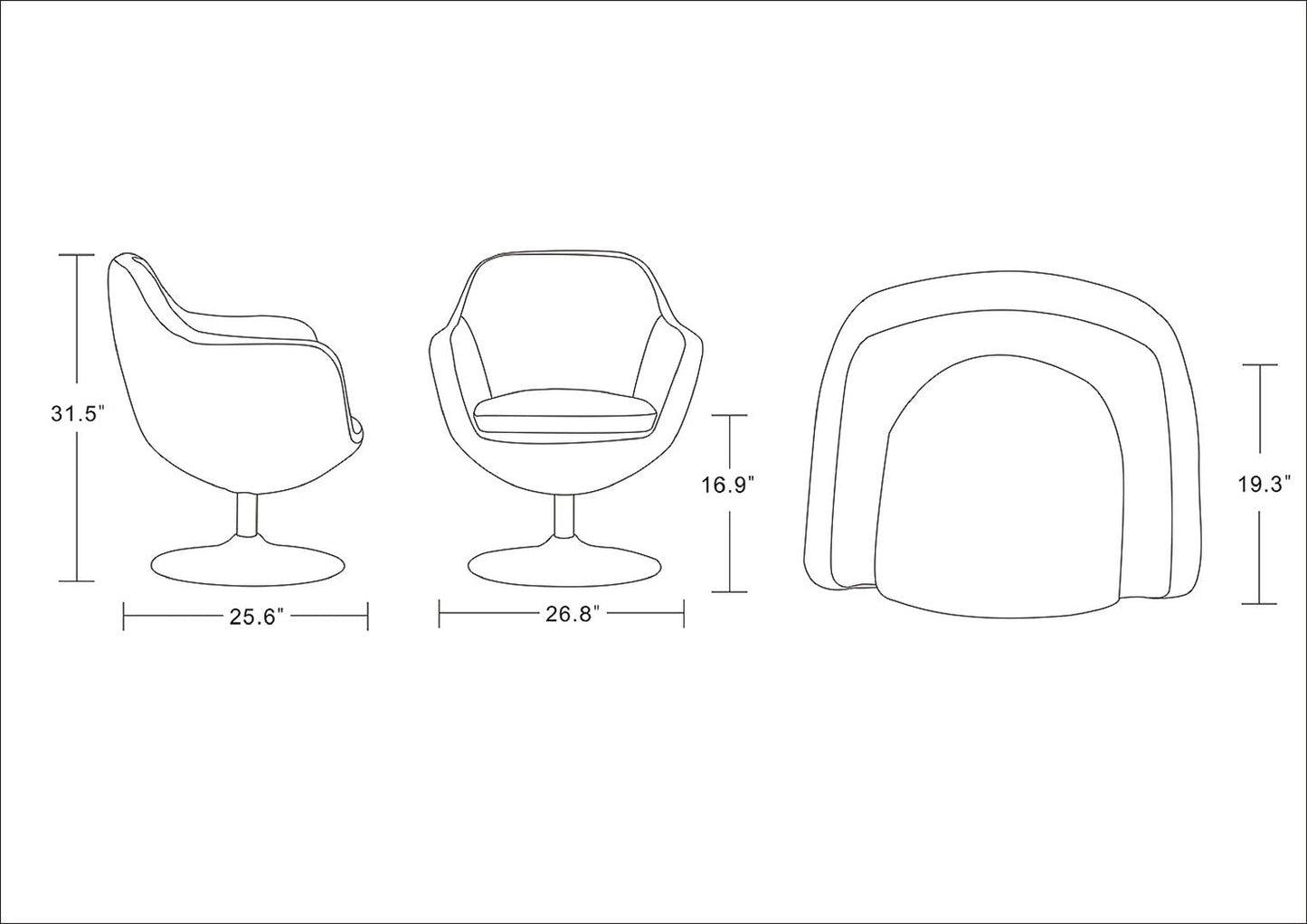 Manhattan Comfort Caisson White & Polished Chrome Faux Leather Swivel Accent Chairs In A Set Of 2