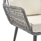 Manhattan Comfort Cannes Rope Wicker 3-Piece Patio Conversation Set With Cushions In Cream
