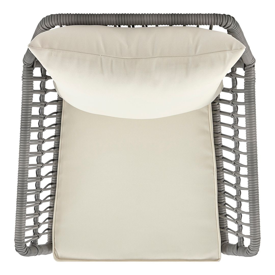Manhattan Comfort Cannes Rope Wicker 3-Piece Patio Conversation Set With Cushions In Cream