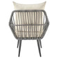 Manhattan Comfort Cannes Rope Wicker 3-Piece Patio Conversation Set With Cushions In Cream