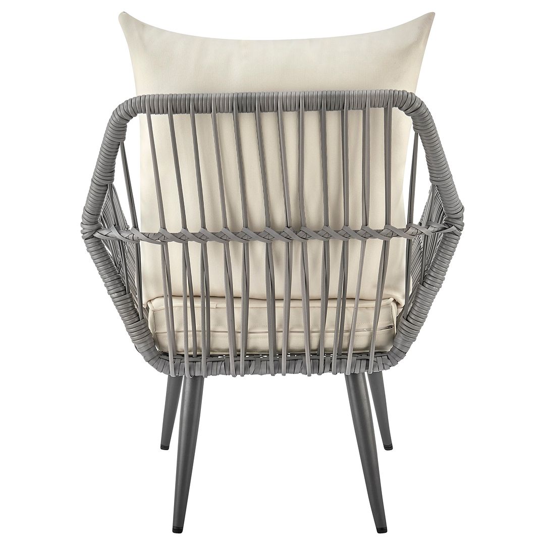 Manhattan Comfort Cannes Rope Wicker 3-Piece Patio Conversation Set With Cushions In Cream