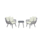Manhattan Comfort Cannes Rope Wicker 3-Piece Patio Conversation Set With Cushions In Cream