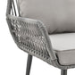 Manhattan Comfort Cannes Rope Wicker 3-Piece Patio Conversation Set With Cushions In Gray