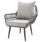 Manhattan Comfort Cannes Rope Wicker 3-Piece Patio Conversation Set With Cushions In Gray