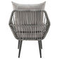 Manhattan Comfort Cannes Rope Wicker 3-Piece Patio Conversation Set With Cushions In Gray