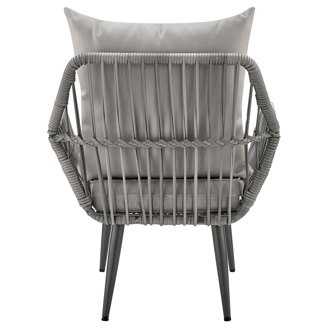 Manhattan Comfort Cannes Rope Wicker 3-Piece Patio Conversation Set With Cushions In Gray