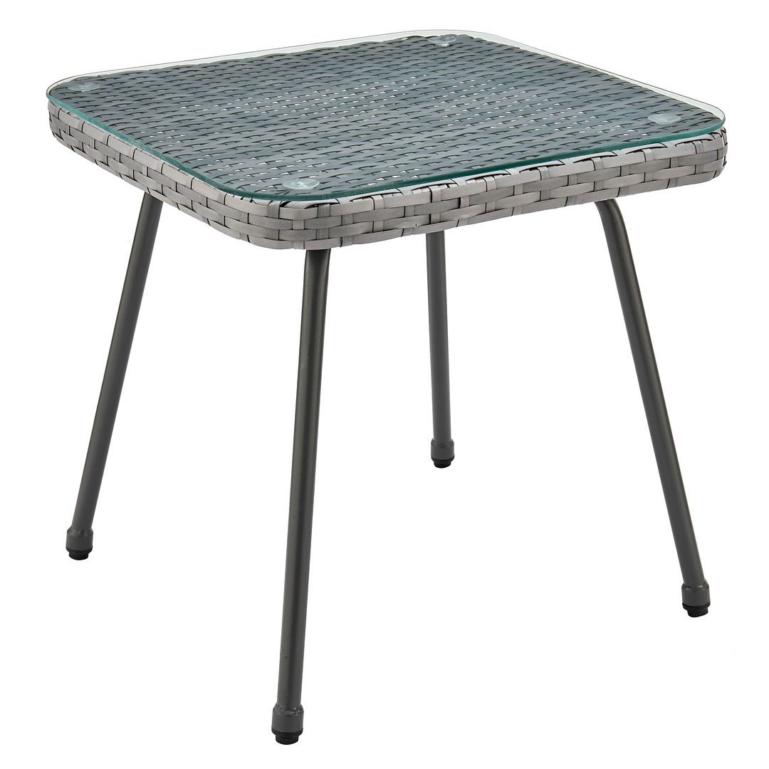 Manhattan Comfort Cannes Rope Wicker 3-Piece Patio Conversation Set With Cushions In Gray