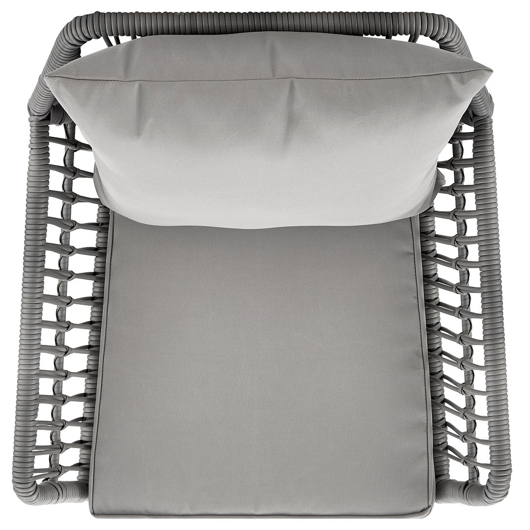 Manhattan Comfort Cannes Rope Wicker 3-Piece Patio Conversation Set With Cushions In Gray