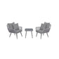 Manhattan Comfort Cannes Rope Wicker 3-Piece Patio Conversation Set With Cushions In Gray