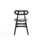 Manhattan Comfort Colbert Black & Cane With Gray Upholstered Dining Chairs In A Set Of 2