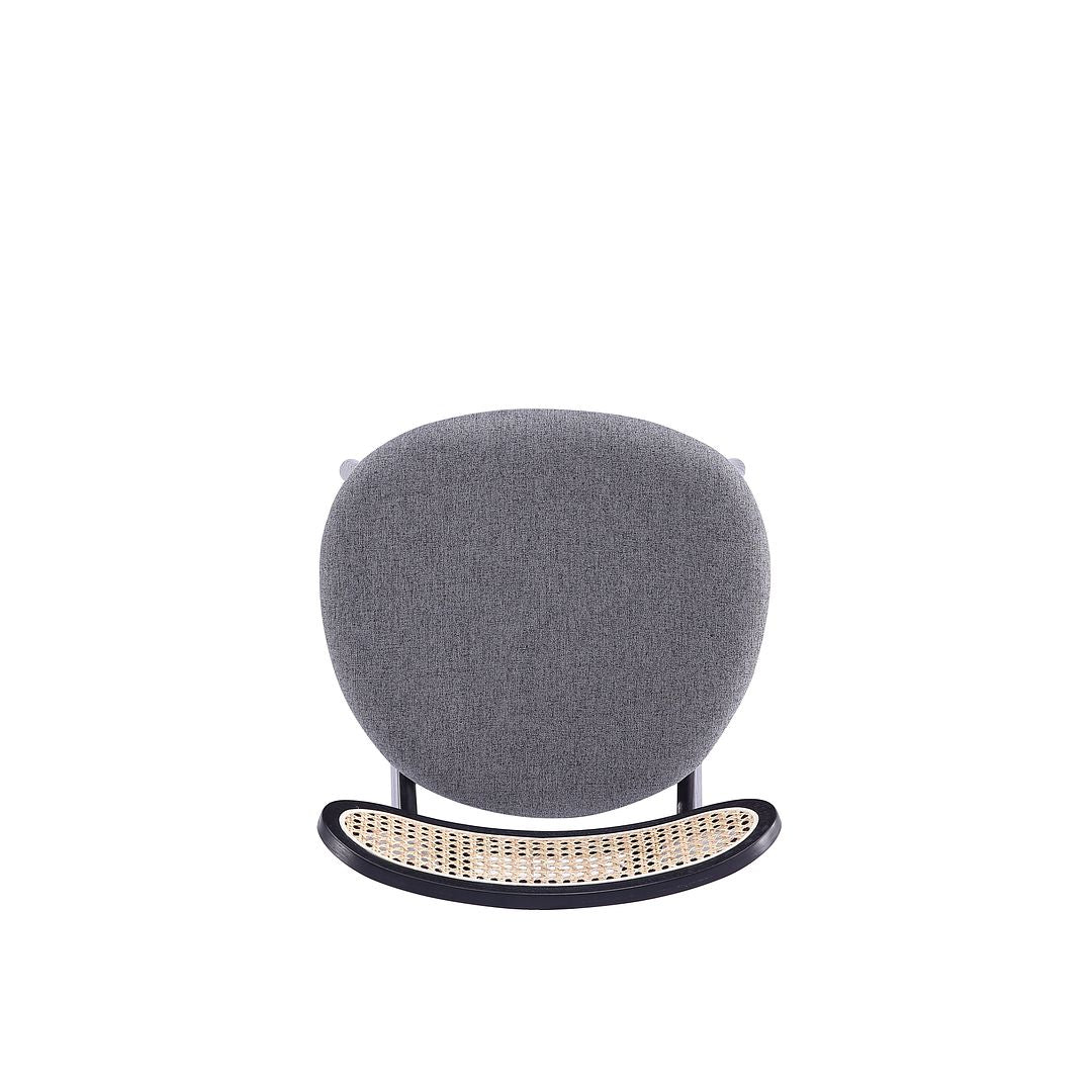 Manhattan Comfort Colbert Black & Cane With Gray Upholstered Dining Chairs In A Set Of 2