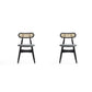 Manhattan Comfort Colbert Black & Cane With Gray Upholstered Dining Chairs In A Set Of 2