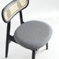 Manhattan Comfort Colbert Black & Cane With Gray Upholstered Dining Chairs In A Set Of 4