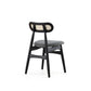 Manhattan Comfort Colbert Black & Cane With Gray Upholstered Dining Chairs In A Set Of 4