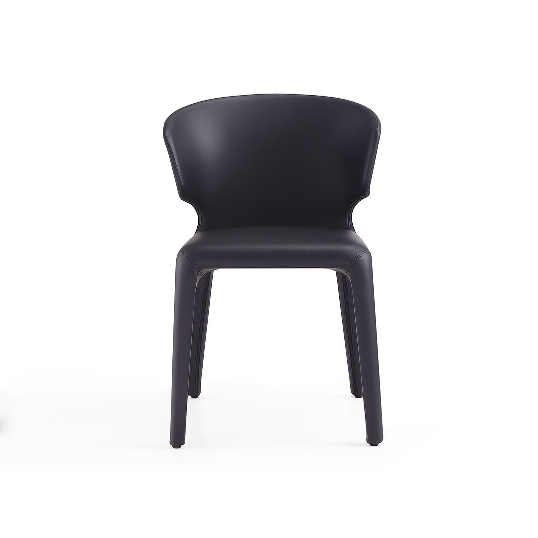 Manhattan Comfort Conrad Black Faux Leather Dining Chairs In A Set Of 2