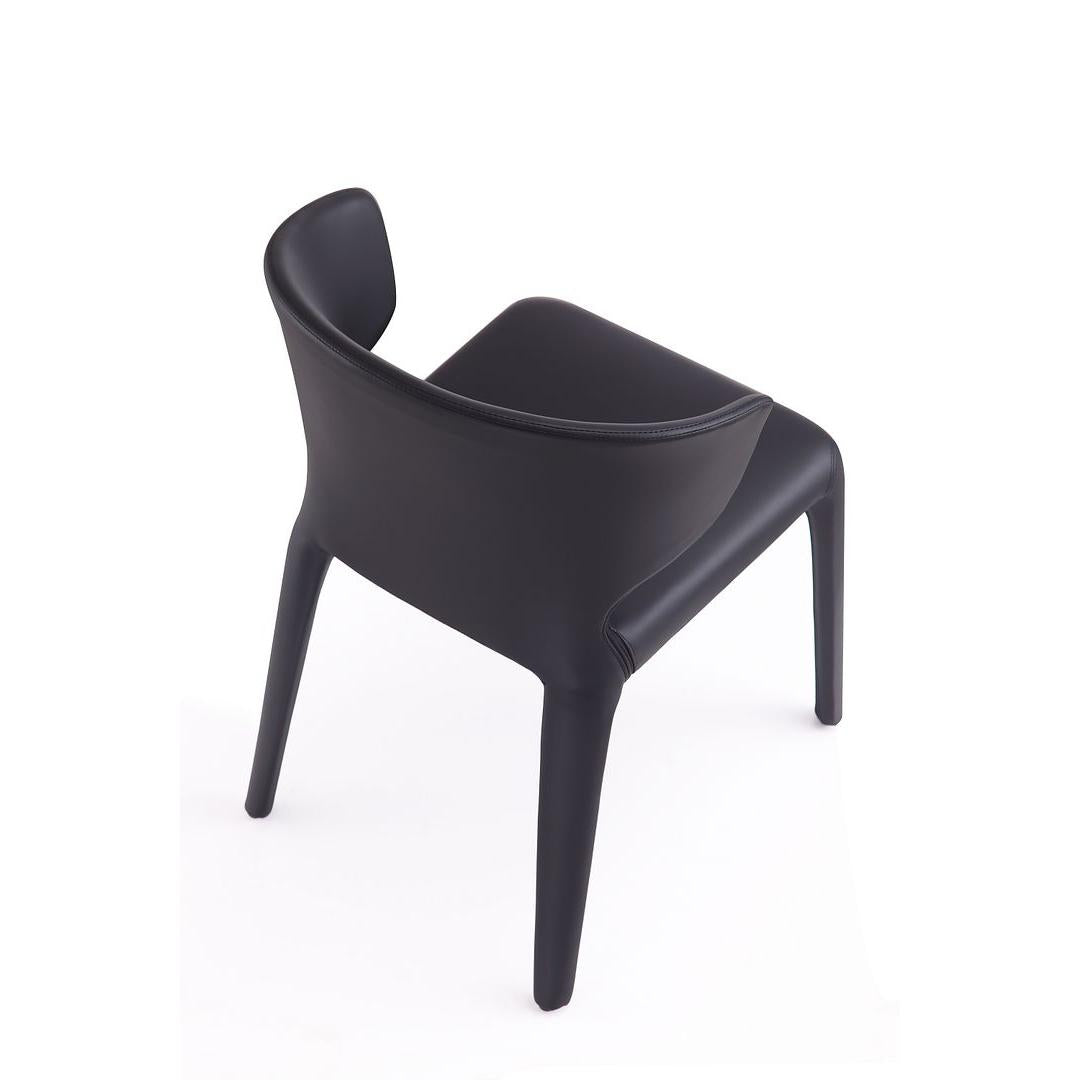 Manhattan Comfort Conrad Black Faux Leather Dining Chairs In A Set Of 2