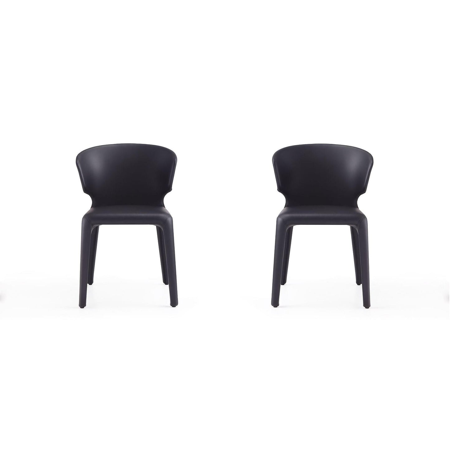 Manhattan Comfort Conrad Black Faux Leather Dining Chairs In A Set Of 2