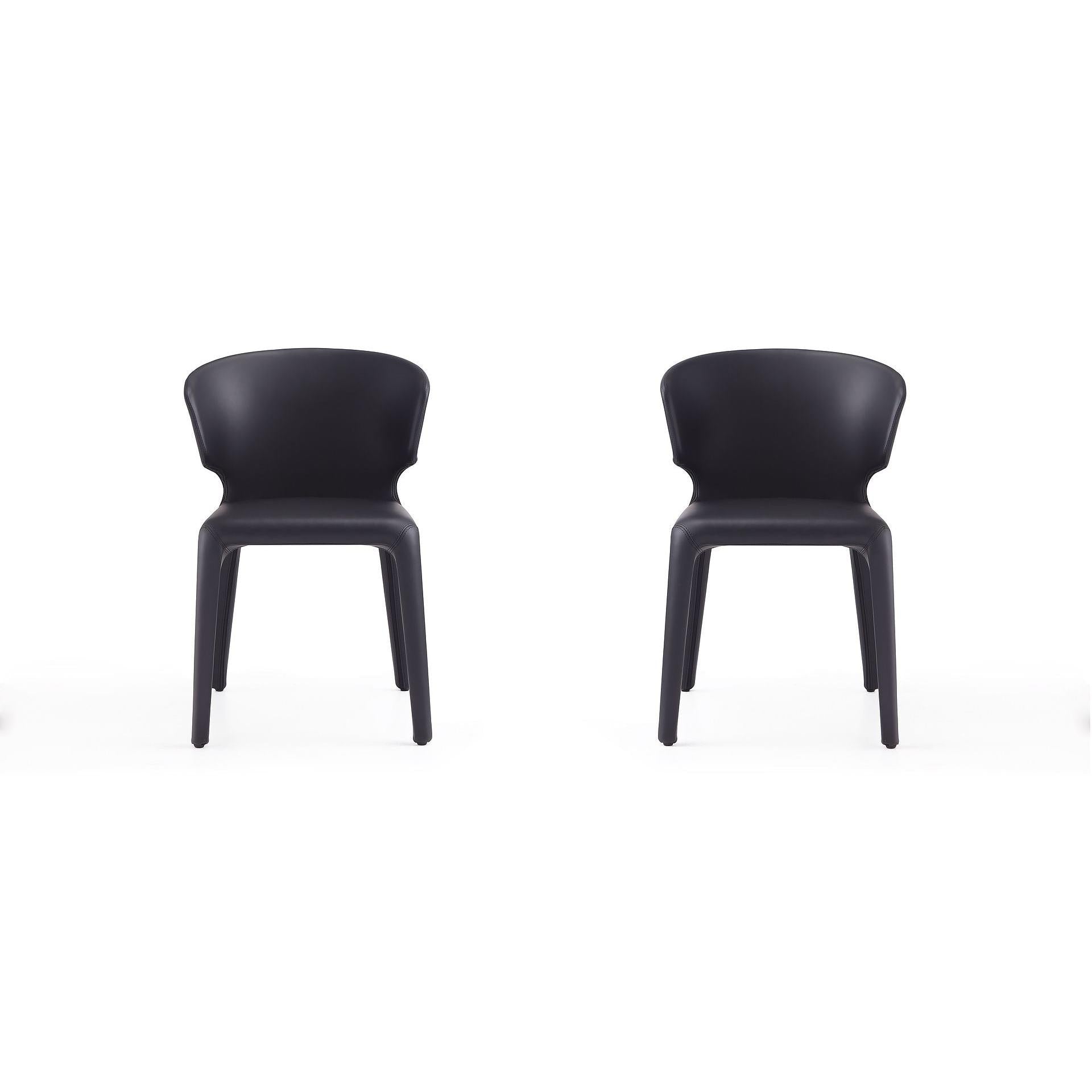 Manhattan Comfort Conrad Black Faux Leather Dining Chairs In A Set Of 2