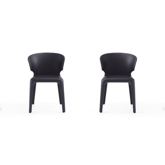 Manhattan Comfort Conrad Black Faux Leather Dining Chairs In A Set Of 2