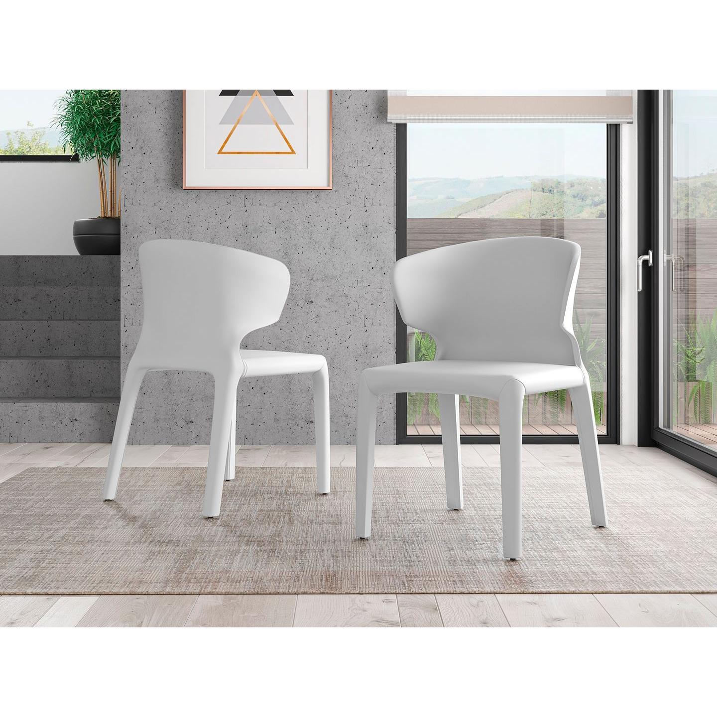 Manhattan Comfort Conrad Cream Faux Leather Dining Chairs In A Set Of 2