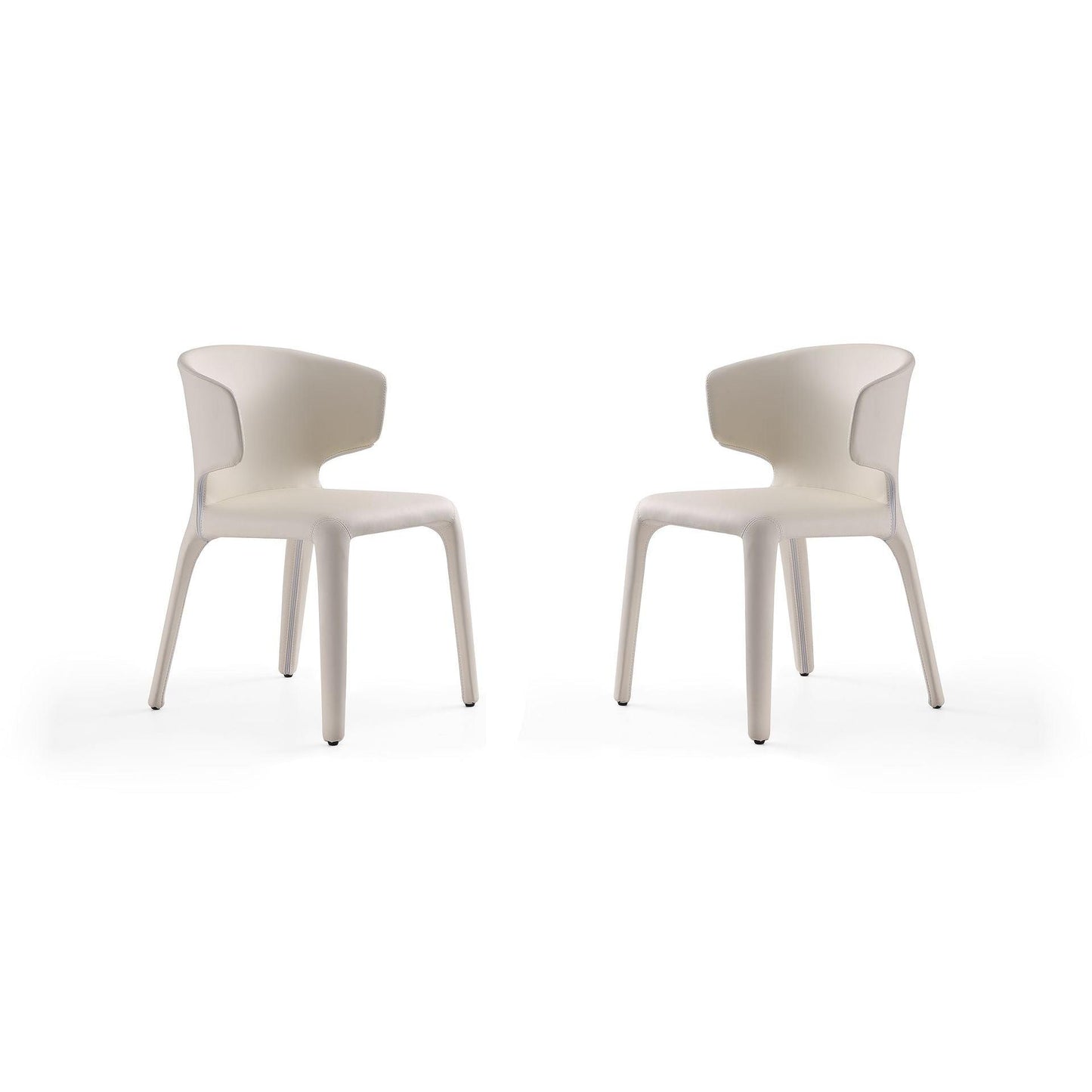 Manhattan Comfort Conrad Cream Faux Leather Dining Chairs In A Set Of 2