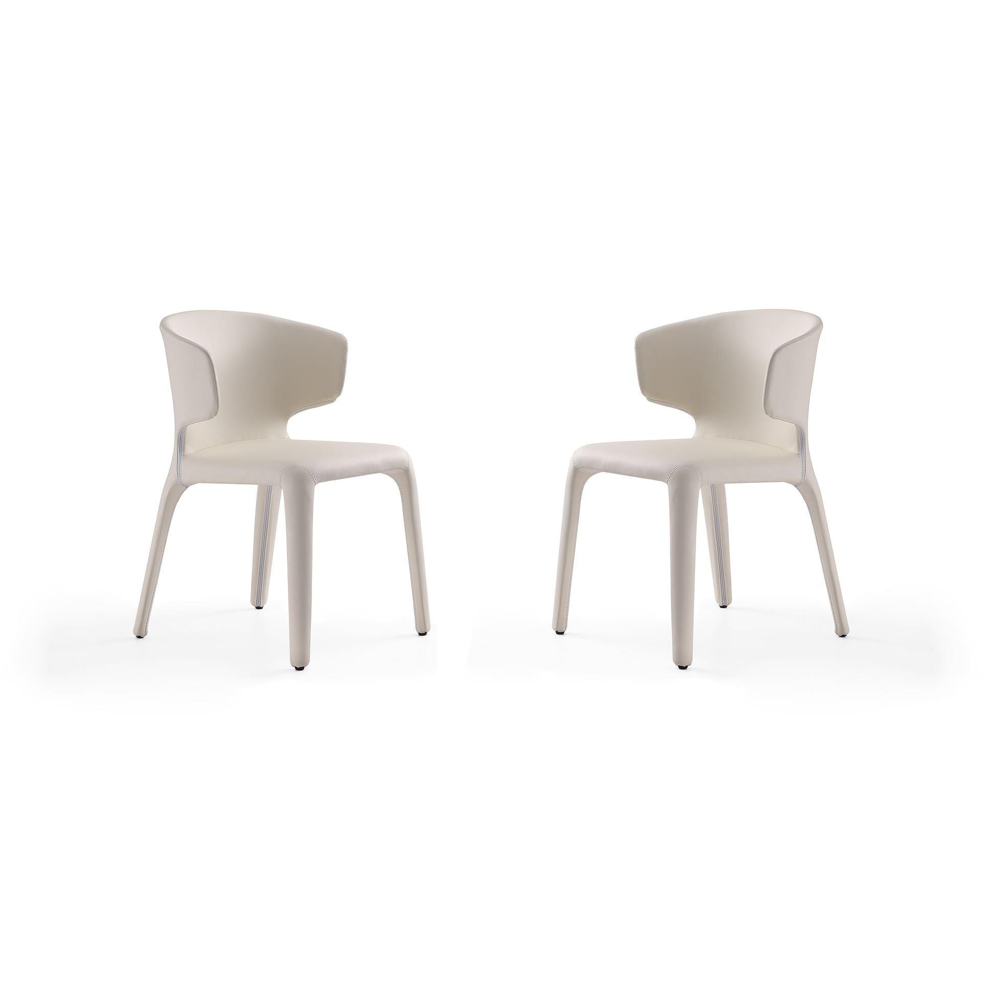 Manhattan Comfort Conrad Cream Faux Leather Dining Chairs In A Set Of 2