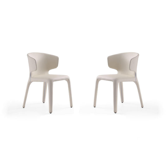 Manhattan Comfort Conrad Cream Faux Leather Dining Chairs In A Set Of 2