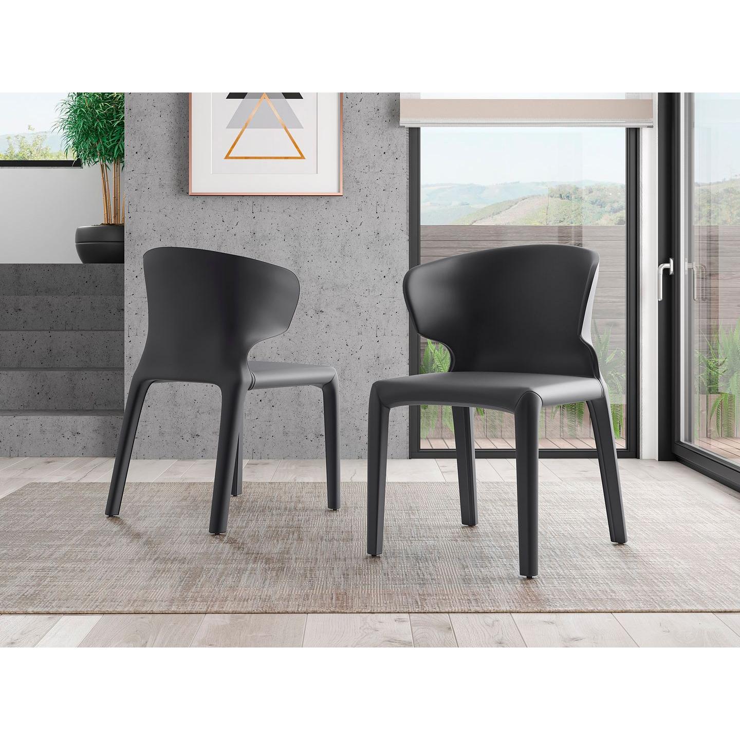 Manhattan Comfort Conrad Gray Faux Leather Dining Chairs In A Set Of 2