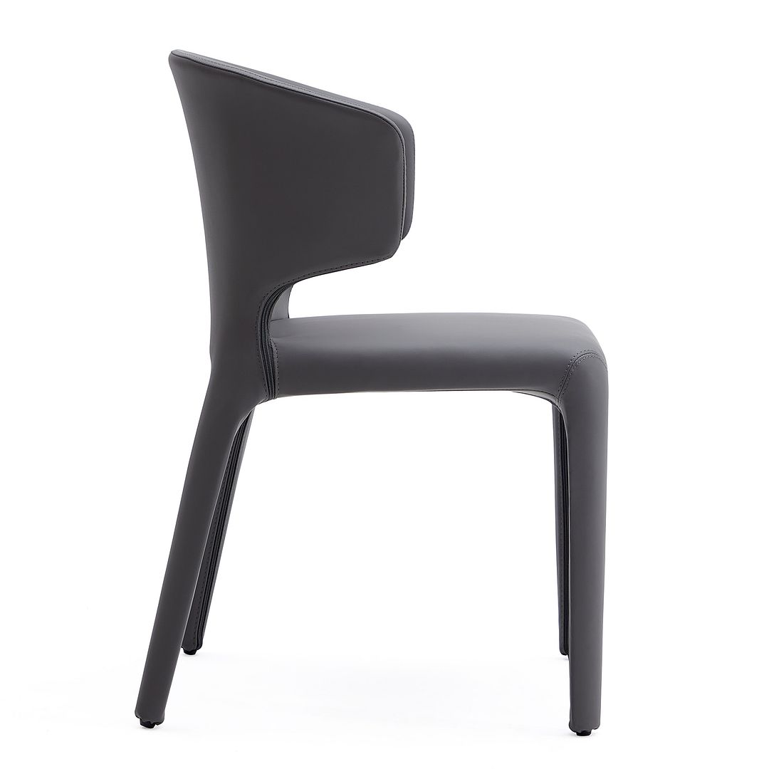 Manhattan Comfort Conrad Gray Faux Leather Dining Chairs In A Set Of 2